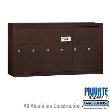 Vertical Mailbox (Includes Master Commercial Lock) - 6 Doors - Bronze - Surface Mounted - Private Access